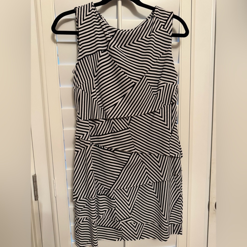 Tahari Black and White Sheath Mini Dress